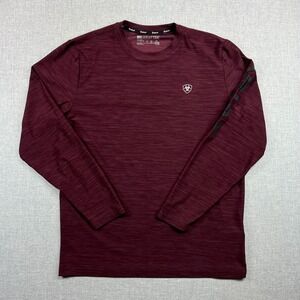 AriatTek Charger Logo Long Sleeve T Shirt Men S Burgundy Performance Workwear